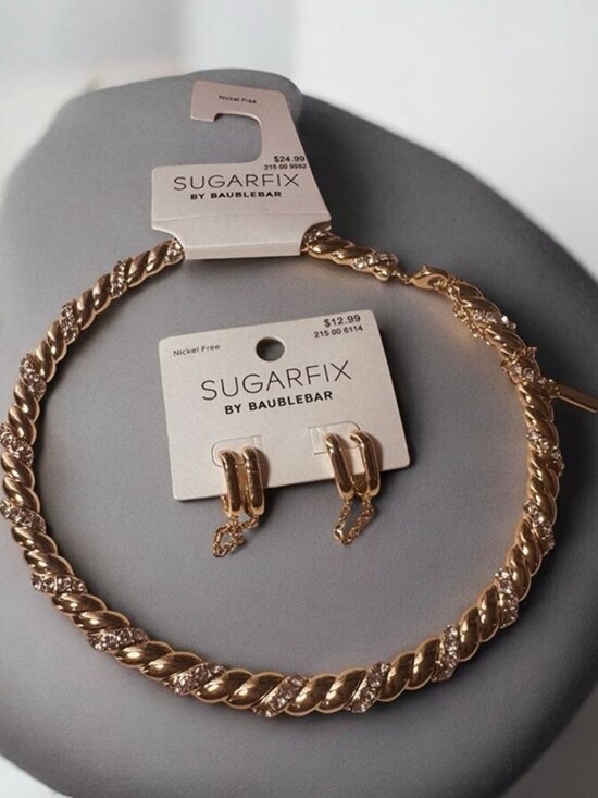 BaubleBar Jewelry - Sugarfix By Baublebar Fashion Gold tone Necklace With/Rhinestones And Earrings